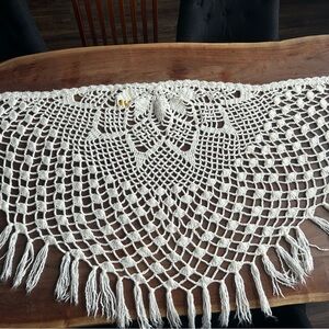 Vintage Montgomery Ward Cream Crochet Shawl